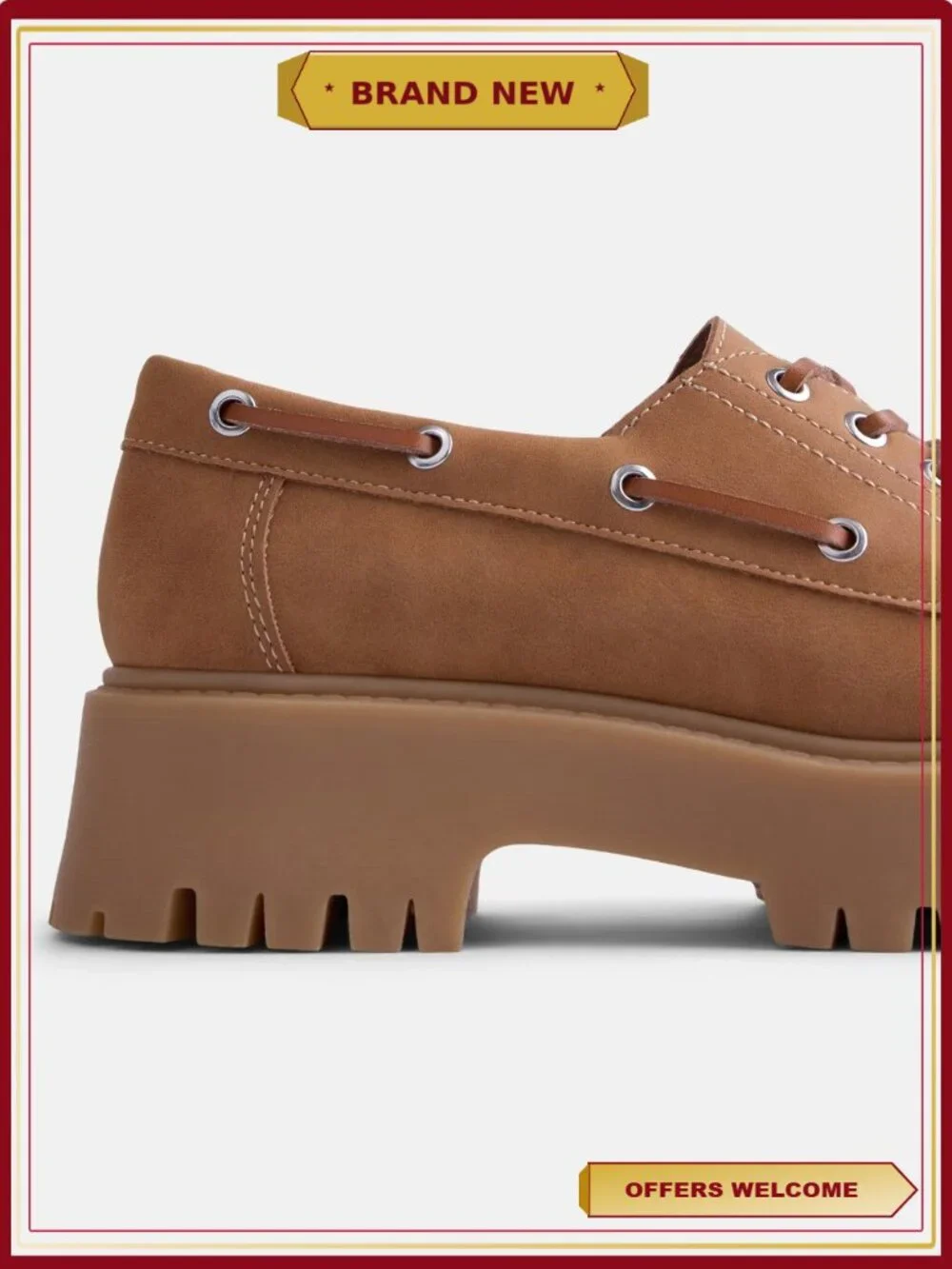 Women's Platform Boat Shoes Lace-Up Lug Sole